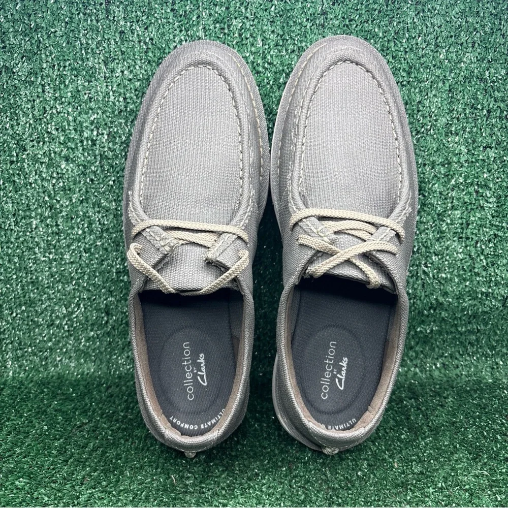 NEW Clarks Forge Run 15522 Gray Canvas Moc Sneakers Comfort  Shoes Men's 10‎ M